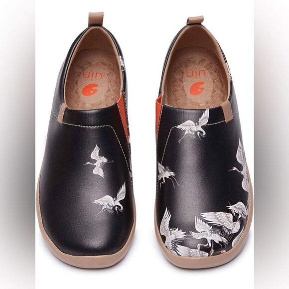 UIN Shoes - UIN Women's Walking Travel Shoes SlipOn Microfiber Casual Loafers(Crane in Dark)